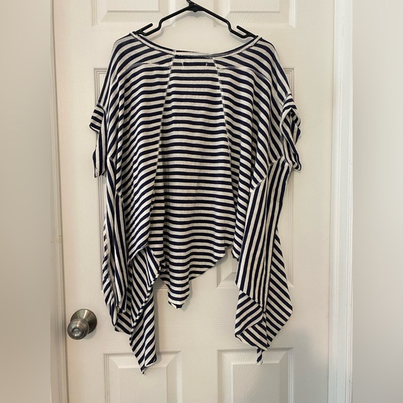 Free People We The Free Angel Striped Asymmetrical Tee Size Large - Picture 8 of 14